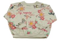 Smotanová oversize mikina s kvietkami Matalan