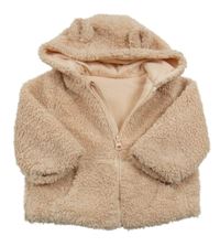 Broskvová huňatá podšitá bunda s kapucňou George