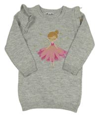 Sivé svetrové šaty s vílou a volánikmi Primark