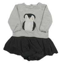 Šedo-tmavošedé svetrové body s tučňákem a sukní Next