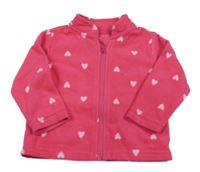 Ružová fleecová prepínaci mikina so srdiečkami Yd.