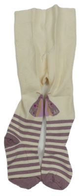 Smetanovo-pruhované punčocháče s můrami 