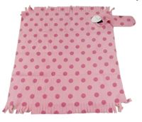 Nové - Růžová fleecová deka s puntíky a třásněmi Ba-goose