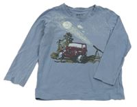 Modrošedé triko s autem Tchibo