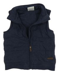 Tmavomodrá bavlnená zateplená vesta Topolino