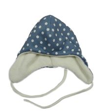 Modrošedá zateplená ušanka s bodkami Pusblu