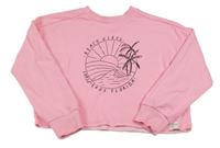 Neónově ružová crop mikina s palmami George