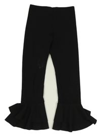 Čierne flare nohavice s volánikmi River Island