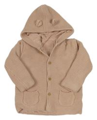 Starorůžový propínací podšitý svetr s kapucí George 