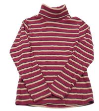 Tmavorůžovo-růžovo-tmavodré žebrované triko s rolákem George 