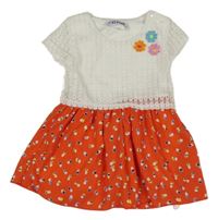 Bielo-červené srdiečkované šaty s krajkovým živůtkem