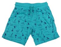 Mátové bavlnené kraťasy s plážovým motívom Lupilu
