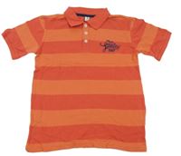 Oranžovo-červené polo tričko s nápisom Yigga