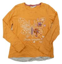 Oranžovo-sivé tričko s motýlem z. Kids