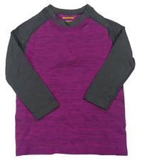 Purpurovo-tmavosivé melírované funkčné športové thermo tričko POCOPIANO