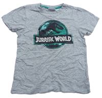 Sivé melírované tričko s dinosaurem - Jurský svět