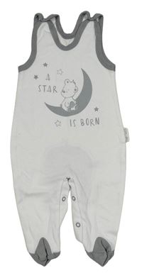 Bílo-šedé dupačky s medvídkem a měsícem BABY SWEETS