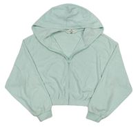 Mátová froté prepínaci oversize crop mikina s kapucňou H&M