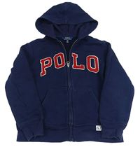 Tmavomodrá prepínaci mikina s logom a kapucňou zn. RALPH LAUREN