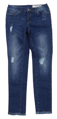 Tmavomodré super skinny fit crop rifle s prošoupáním Pepperts!