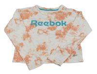 Bielo-lososová batikovaná crop mikina s logom Reebok