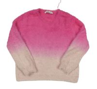 Tmavorůžovo-svetloružový chlpatý ombré sveter PRIMARK