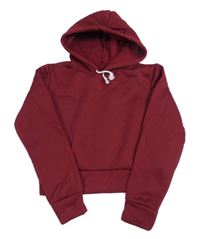 Vínová tepláková crop mikina s kapucňou