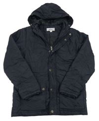 Tmavomodrá šusťáková zateplená bunda s kapucí alive