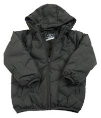 Tmavošedá mačkaná šusťáková zimní bunda s kapucí George