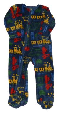 Tmavomodrá plyšová kombinéza s mašinkami a nákladními auty Nutmeg