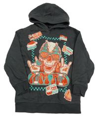 Tmavošedá mikina s lebkou a kapucí George