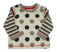 Bílo-šedo-černé triko s puntíky a pruhy Liegelind