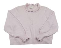 Lila crop svetr s volánky ZARA