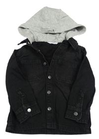 Čierna rifľová košeľová bunda s kapucňou M&S