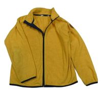 Tmavožltá melírovaná fleecová prepínaci mikina s nášivkou H&M