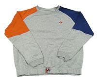 Sivo-tmavomodro/oranžová melírovaná mikina s nášivkou Tchibo