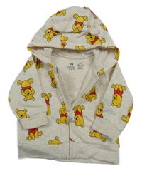 Světlebéžová melírovaná propínací mikina s Pú a kapucí s oušky H&M