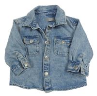 Modrá šisovaná rifľová košeľová bunda s golierikom PRIMARK