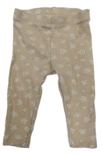 Svetlobéžové rebrované legíny s kvietkami C&A