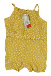 Nové - okrový kytičkovaný letní overal s mašlí PRIMARK