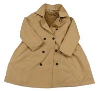 Svetlohnedý šušťákový jarný zateplený kabát s golierikom SHEIN