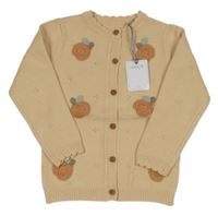 Nové - béžový propínací svetr s ovocem Tu