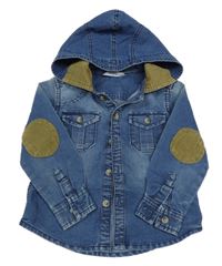 Modrá rifľová košeľová bunda s kapucňou George