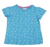 Modré tričko s  s mušličkami a hvězdicemi a bublinkami impidimpi