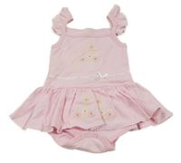 Svetloružové košilkové body s kvietkami a volánikmi a sukní Petit Villain