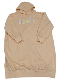 Meruňkové teplákové šaty s logem a kapucí Levi´s