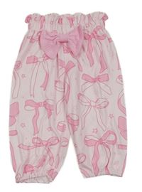 Světlerůžové paper bag teplákové kalhoty s mašlemi 