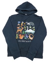 Tmavomodrá mikina so zvieratkami a kapucňou