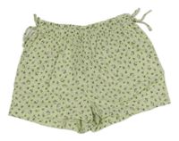 Svetlozelené kvietkovane ľanové kraťasy H&M
