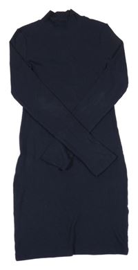 Tmavomodré rebrované šaty H&M